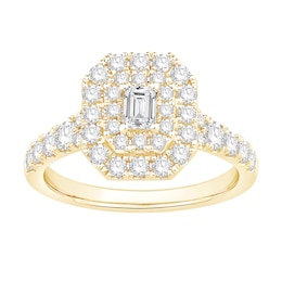 Engagement Ring 14ct Yellow Gold Cushion Shaped Halo 1ct Diamond Ring