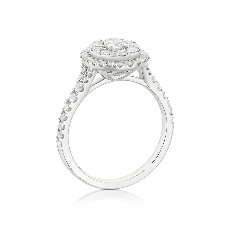 Main Image 3 of Engagement Ring Platinum Oval Shaped Double Halo 1ct Diamond Ring