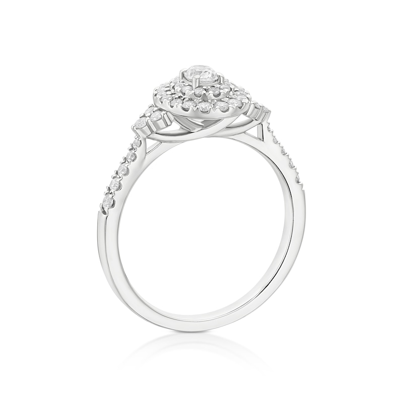 Main Image 3 of Engagement Ring Platinum Oval Shaped Double Halo 0.50ct Diamond Ring