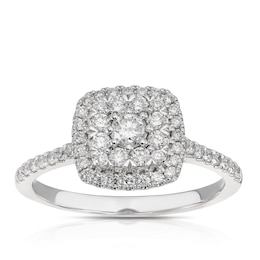Engagement Ring Platinum Cushion Shaped Cluster 0.50ct Diamond Ring