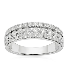 Platinum Round Three Row Eternity 1ct Diamond Ring