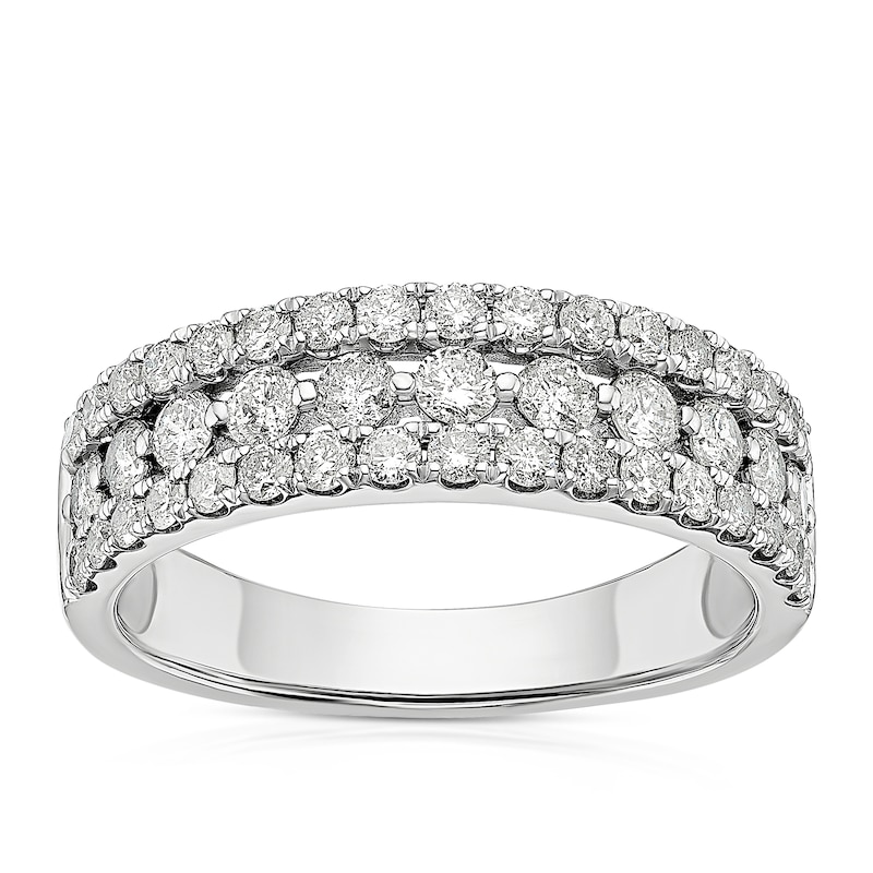 Main Image 1 of Platinum Round Three Row Eternity 1ct Diamond Ring