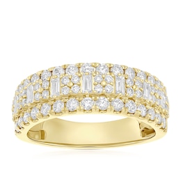 14ct Yellow Gold Three Row Eternity 1ct Diamond Ring