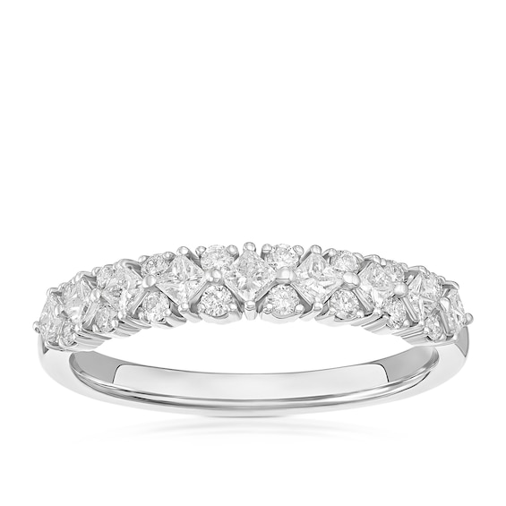 Platinum Princess and Round Eternity 0.50ct Diamond Ring
