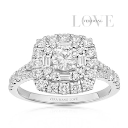 Engagement Ring Vera Wang Platinum Double Halo Cushion Shape 1ct Diamond Ring