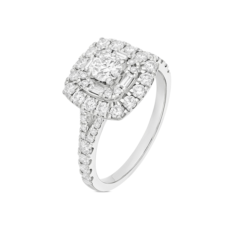 Main Image 2 of Engagement Ring Vera Wang Platinum Double Halo Cushion Shape 1ct Diamond Ring