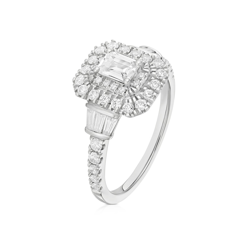 Main Image 2 of Engagement Ring Vera Wang Platinum Double Halo Emerald Shape 1ct Diamond Ring