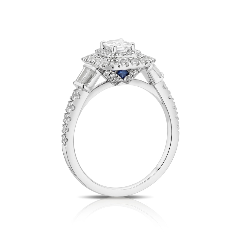 Main Image 3 of Engagement Ring Vera Wang Platinum Double Halo Emerald Shape 1ct Diamond Ring