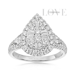 Engagement Ring Vera Wang Platinum Cluster Pear Shape 1.20ct Diamond Ring
