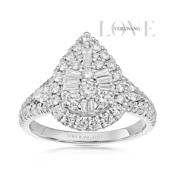 Engagement Ring Vera Wang Platinum Cluster Pear Shape 1.20ct