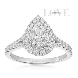 Engagement Ring Vera Wang Platinum Cluster Pear Shape 0.60ct Diamond Ring