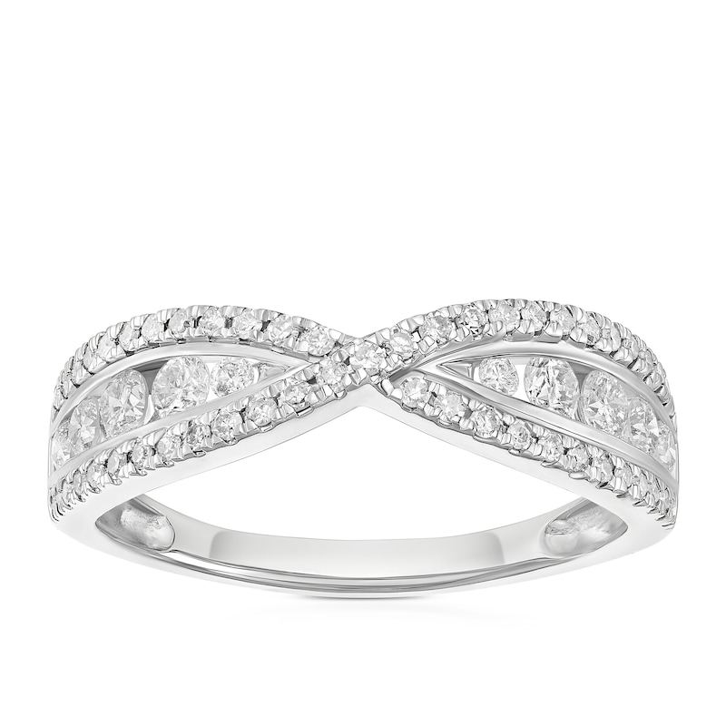 Main Image 1 of Engagement Ring Platinum Crossover 0.50ct Diamond Ring