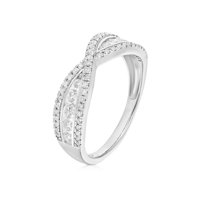 Main Image 2 of Engagement Ring Platinum Crossover 0.50ct Diamond Ring