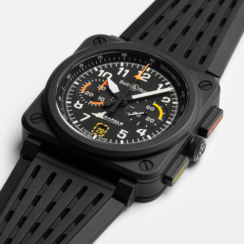 Main Image 4 of Bell & Ross BR-03 Chrono Display Rafale Solo Display Black Dial & Black Rubber Strap Watch