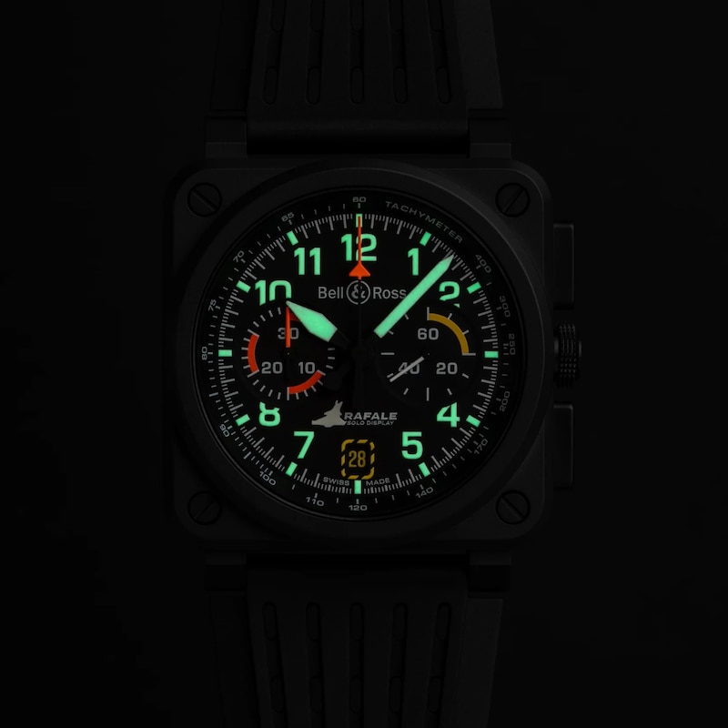 Main Image 7 of Bell & Ross BR-03 Chrono Display Rafale Solo Display Black Dial & Black Rubber Strap Watch