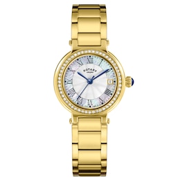 Rotary Heritage Mother Of Pearl Dial Stone Set & Gold Tone Bracelet Watch