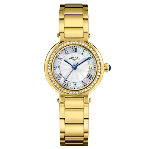 Rotary Heritage Mother Of Pearl Dial Stone Set and Gold Tone