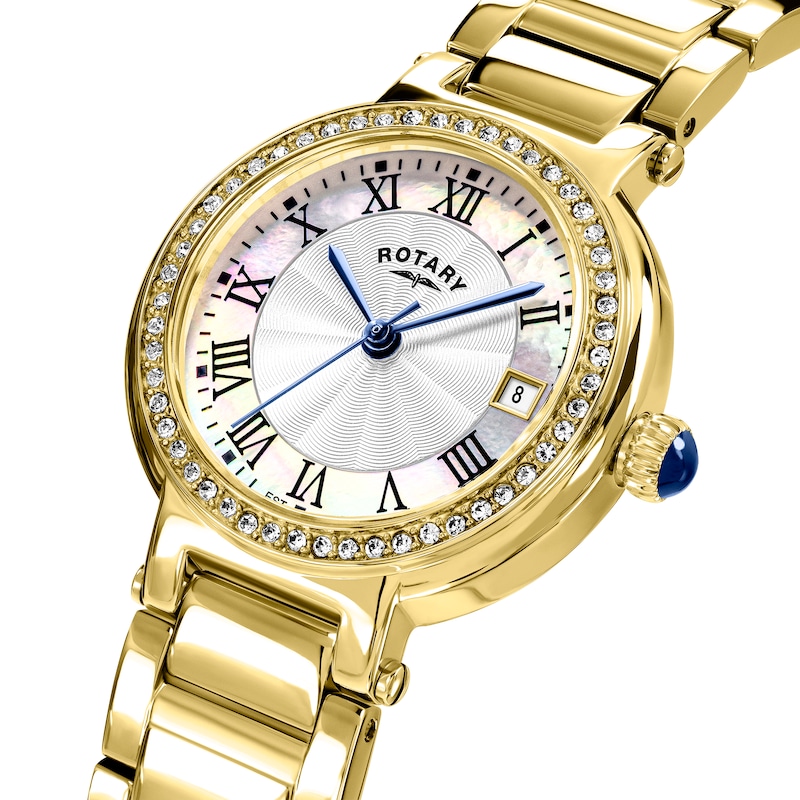 Main Image 3 of Rotary Heritage Mother Of Pearl Dial Stone Set & Gold Tone Bracelet Watch