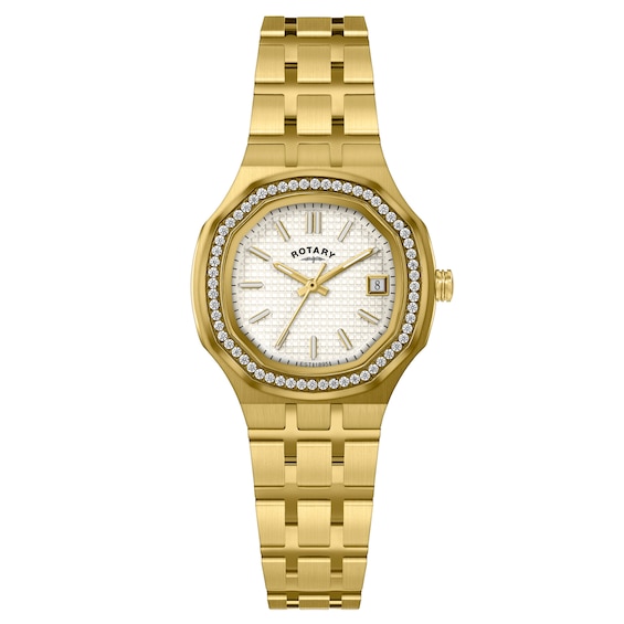 Women's Rotary Brilliance White Dial & Pvd Gold Tone Bracelet Watch