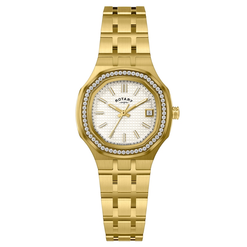Main Image 1 of Rotary Brilliance Women's White Dial & PVD Gold Tone Bracelet Watch