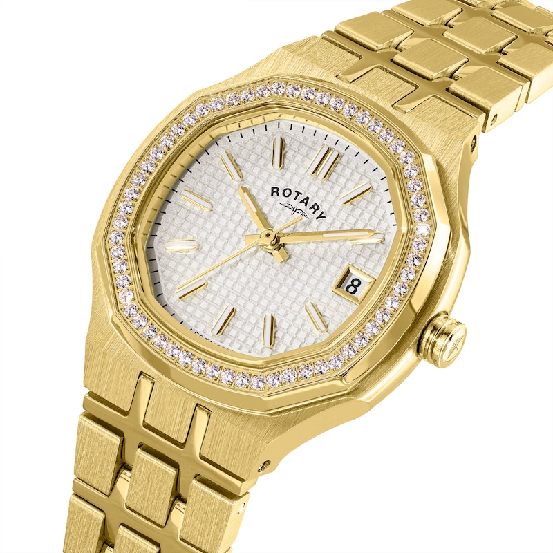 Main Image 2 of Rotary Brilliance Women's White Dial & PVD Gold Tone Bracelet Watch