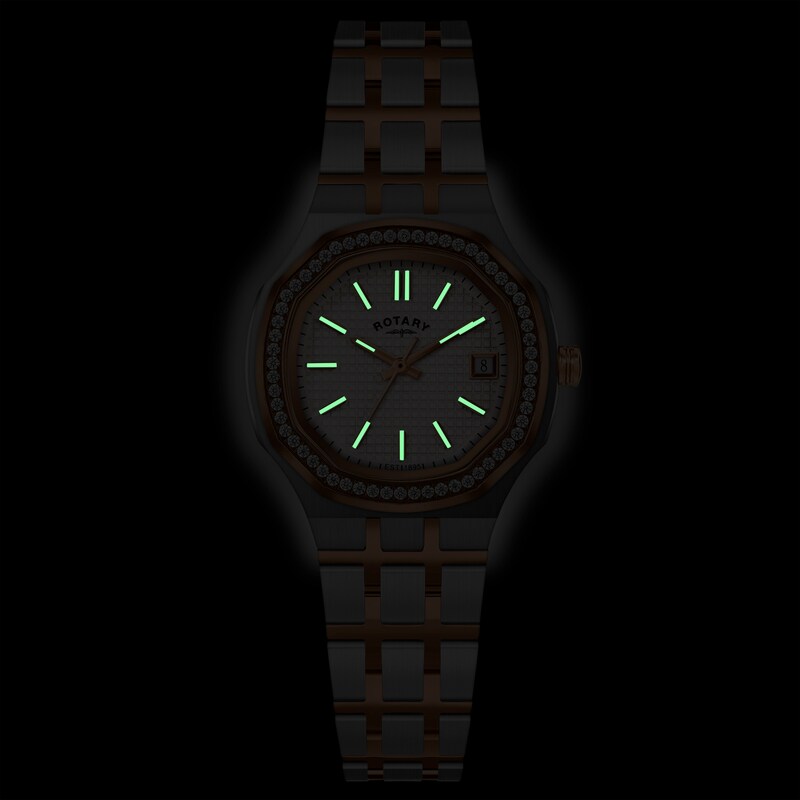 Main Image 5 of Rotary Brilliance Women's Stone Set Two Tone Bracelet Watch