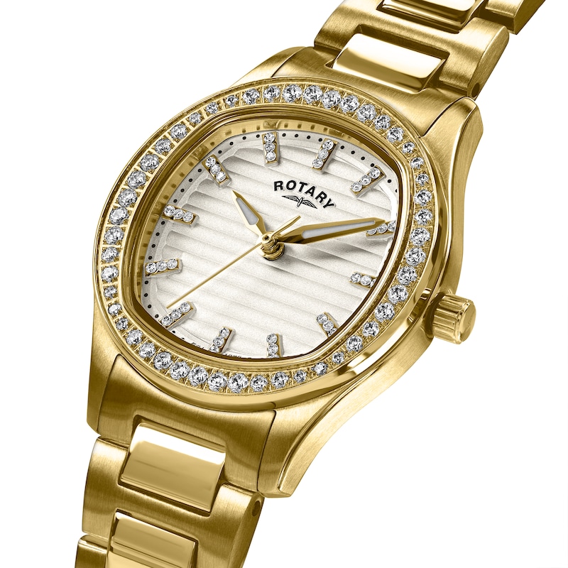 Main Image 2 of Rotary Brilliance Women's Stone Set White Dial & Gold Tone Bracelet Watch