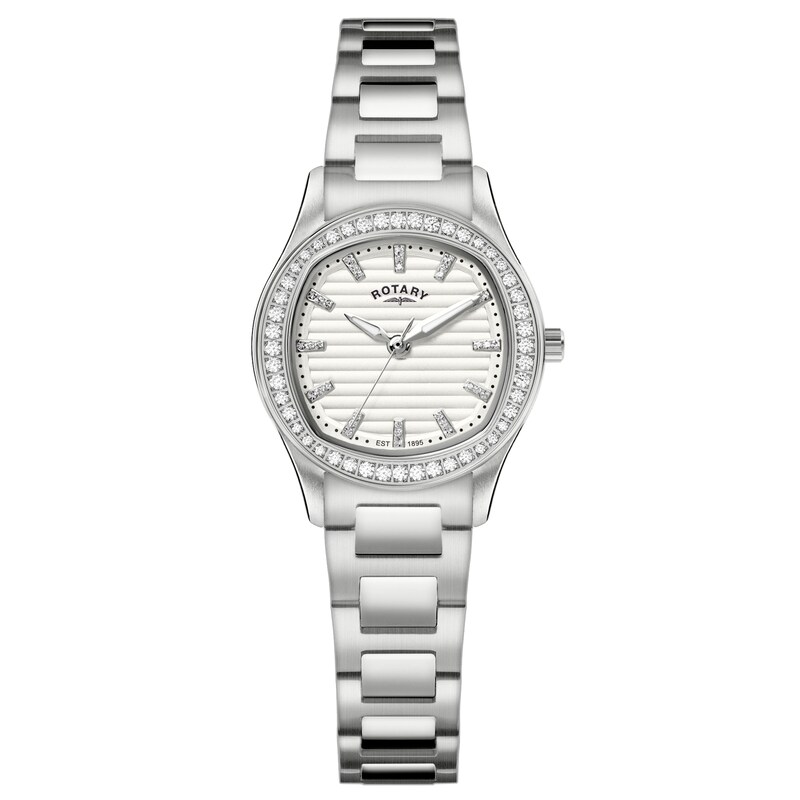 Main Image 1 of Rotary Brilliance Women's Stone Set White Dial & Stainless Steel Bracelet Watch