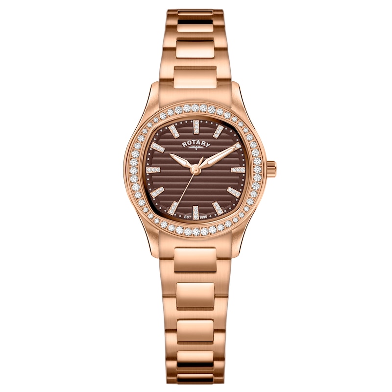 Main Image 1 of Rotary Brilliance Women's Stone Set PVD Rose Gold Tone Bracelet Watch