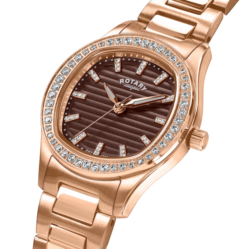 Main Image 2 of Rotary Brilliance Women's Stone Set PVD Rose Gold Tone Bracelet Watch