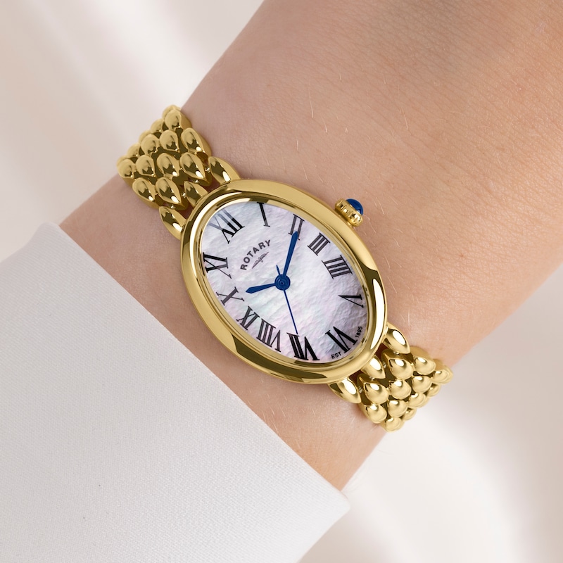 Main Image 4 of Rotary Heritage Astoria Mother Of Pearl Dial & Gold Tone Pebble Bracelet Watch