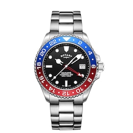 Rotary Seamatic GMT 300m Men's Black Dial & Stainless Steel Bracelet Watch