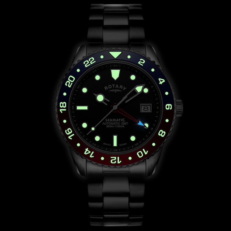Main Image 2 of Rotary Seamatic GMT 300m Men's Black Dial & Stainless Steel Bracelet Watch