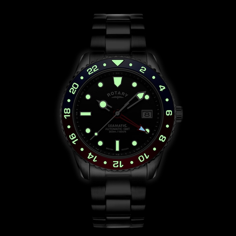 Main Image 6 of Rotary Seamatic GMT 300m Men's Black Dial & Stainless Steel Bracelet Watch