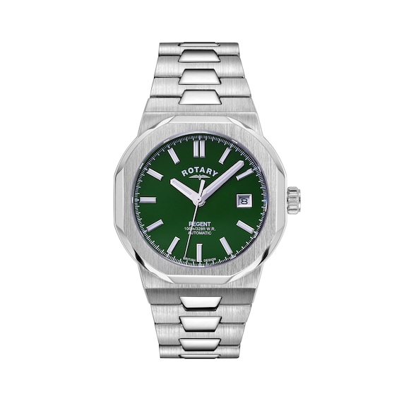 Men's Rotary Regent Automatic 100M Green Dial & Stainless Steel Watch