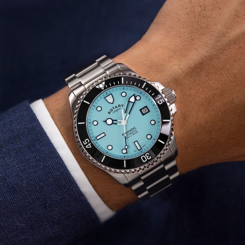 Main Image 3 of Rotary Seamatic 300m Blue Dial & Stainless Steel Bracelet Watch