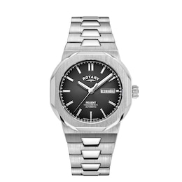 Rotary Regent Automatic 100m Men's Black Dial & Stainless Steel Watch