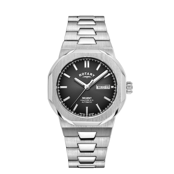 Men's Rotary Regent Automatic 100M Black Dial & Stainless Steel Watch