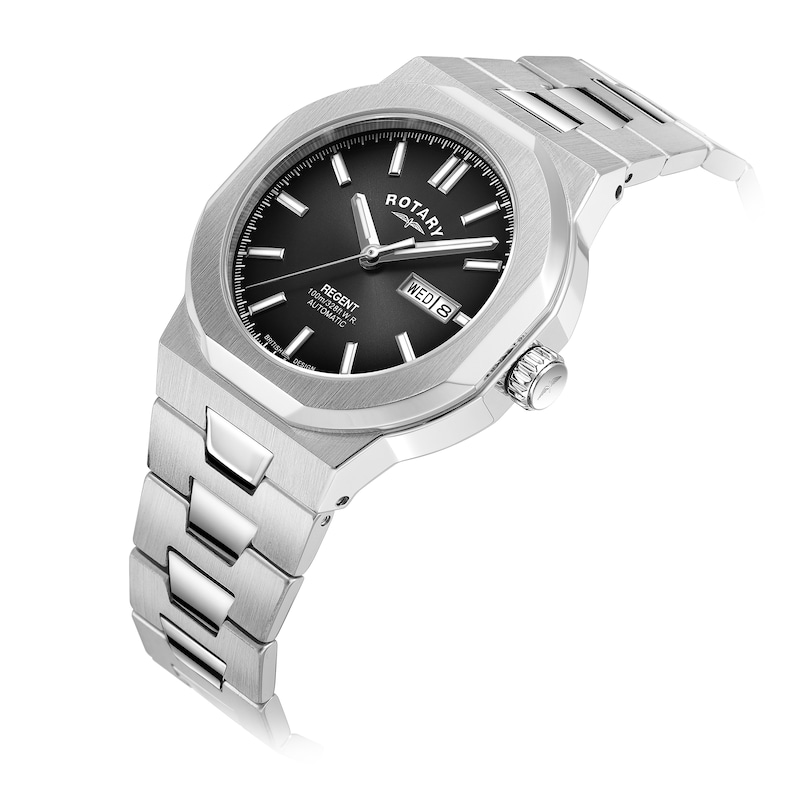 Main Image 2 of Rotary Regent Automatic 100m Men's Black Dial & Stainless Steel Watch