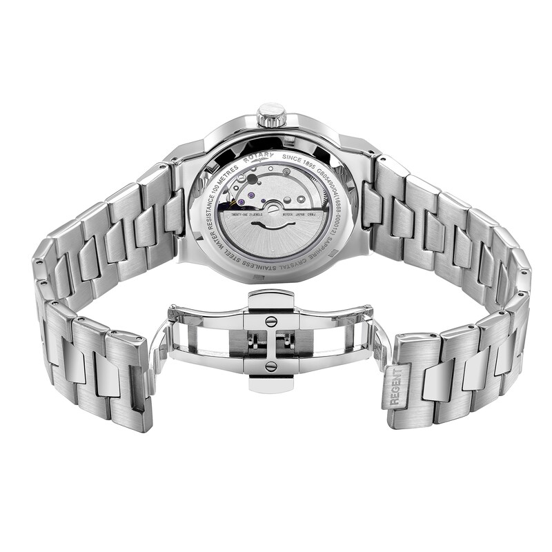 Main Image 3 of Rotary Regent Automatic 100m Men's Black Dial & Stainless Steel Watch