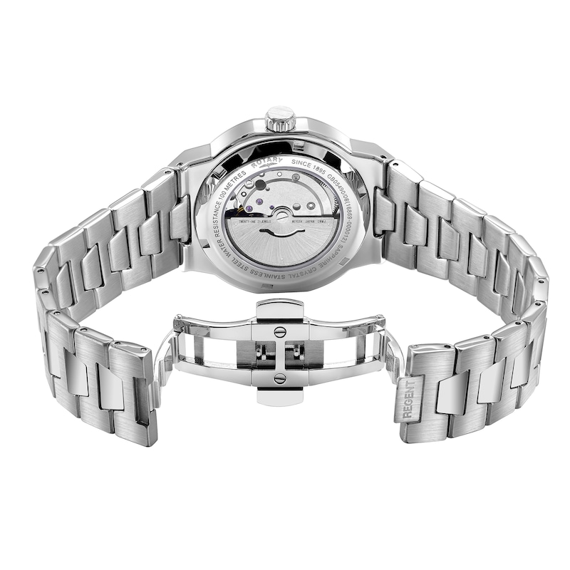 Main Image 3 of Rotary Regent Automatic Men's 100m Silver Dial & Stainless Steel Watch