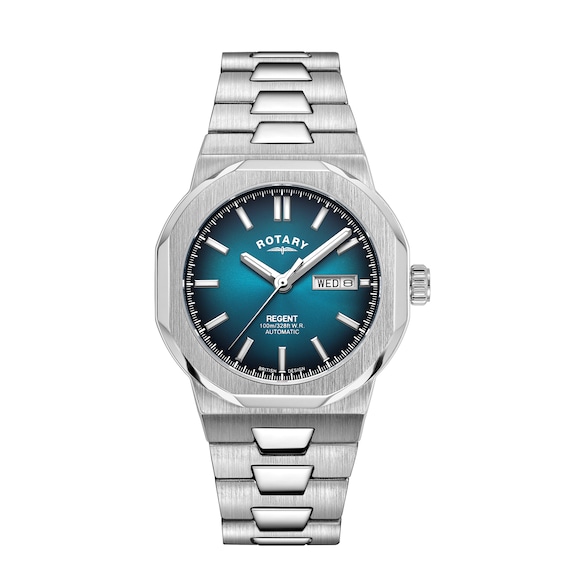 Men's Rotary Regent Automatic 100M Teal Dial & Stainless Steel Watch