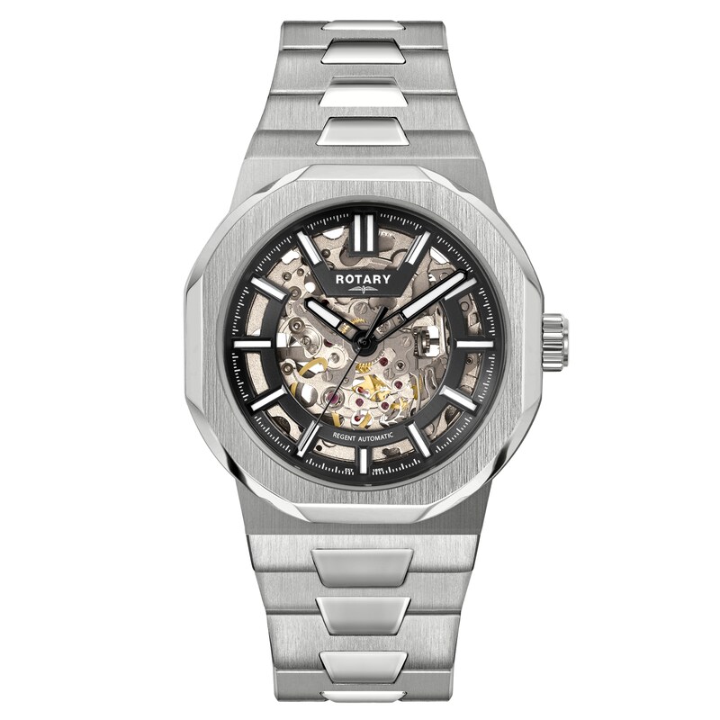 Main Image 1 of Rotary Regent Skeleton Automatic Women's Black Dial & Stainless Steel Watch