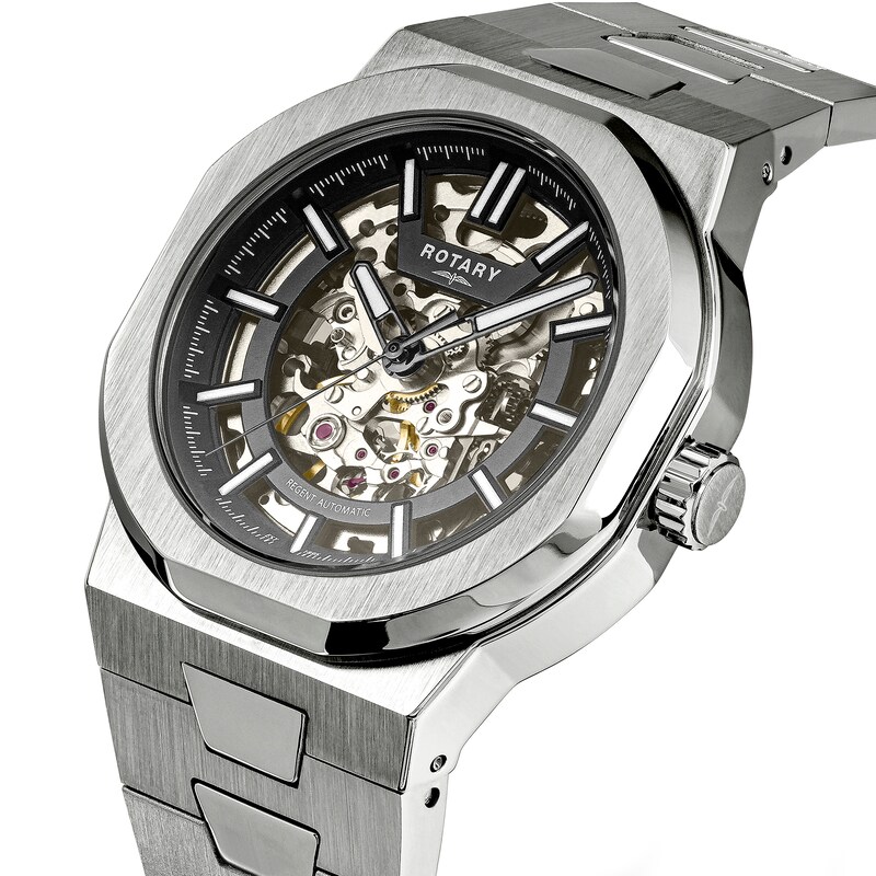 Main Image 2 of Rotary Regent Skeleton Automatic Women's Black Dial & Stainless Steel Watch