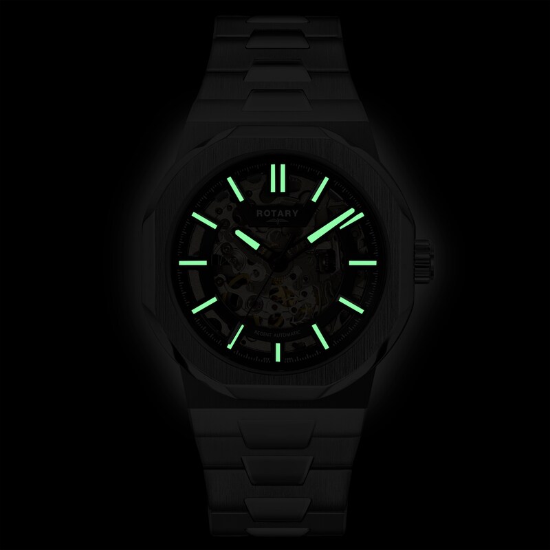 Main Image 5 of Rotary Regent Skeleton Automatic Women's Black Dial & Stainless Steel Watch