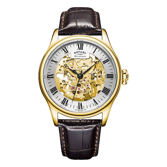 Men's Rotary Greenwich Brown Leather Strap Watch