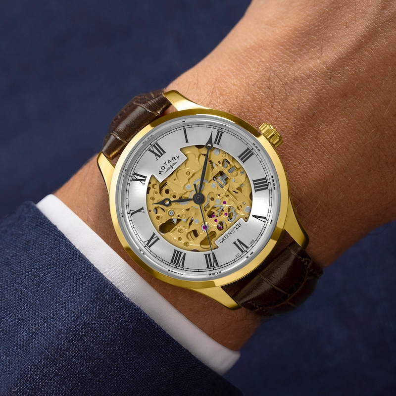 Main Image 4 of Rotary Greenwich Men's Brown Leather Strap Watch