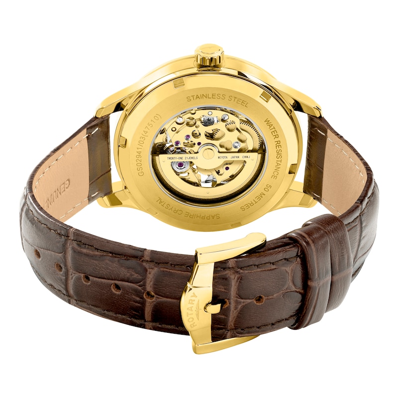 Main Image 5 of Rotary Greenwich Men's Brown Leather Strap Watch