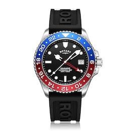 Rotary Seamatic GMT 300m Men's Black Silicone Strap Watch