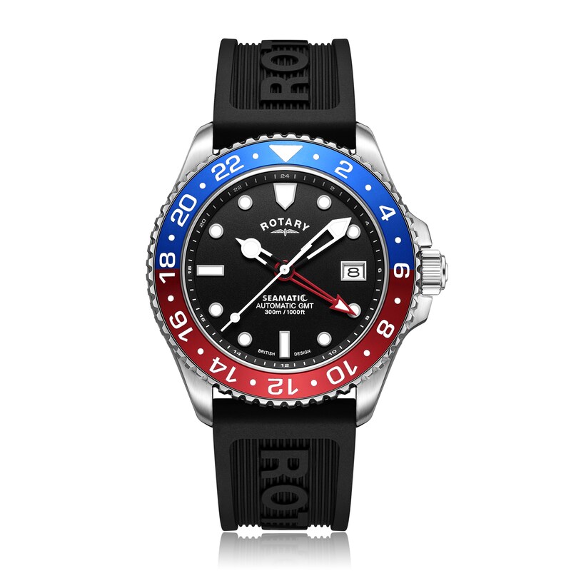 Main Image 1 of Rotary Seamatic GMT 300m Men's Black Silicone Strap Watch